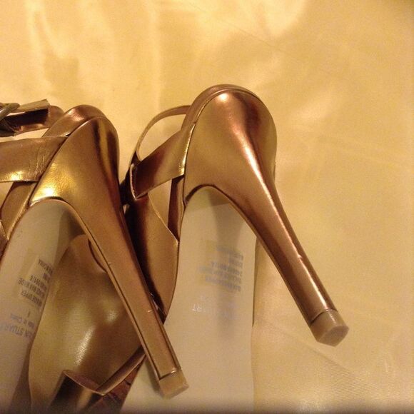 Colin Stuart Gold Platform Ankle Strap Sandal - Picture 2 of 6